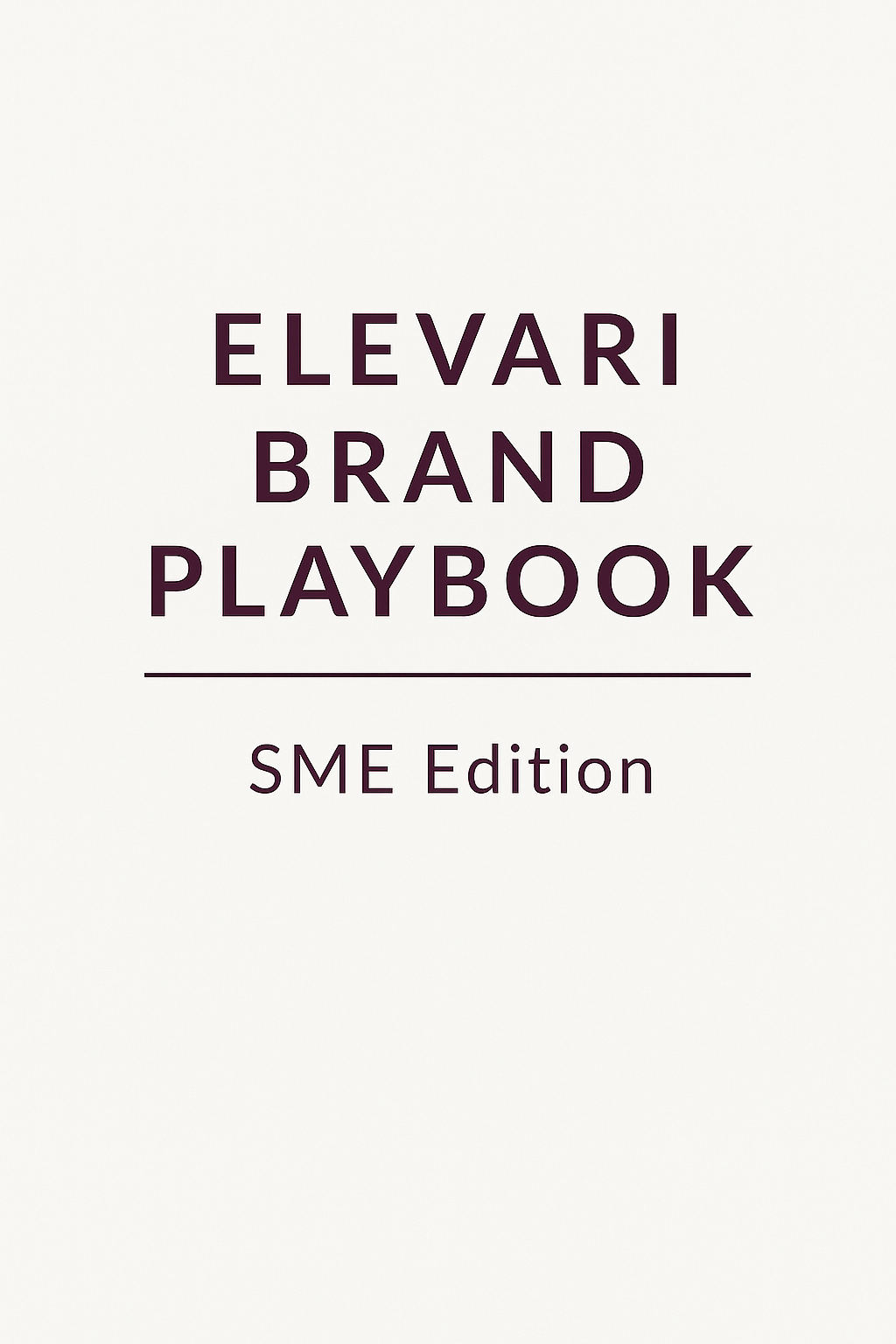 Elevari Brand Playbook – SME Edition